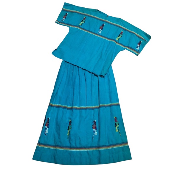 Handmade Guatemalan woven embroidered skirt set Size Small